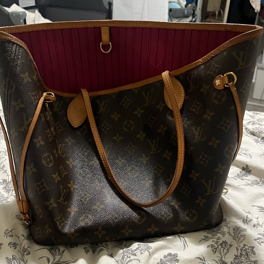 Louis Vuitton Brown Monogram Tote with Pink Interior